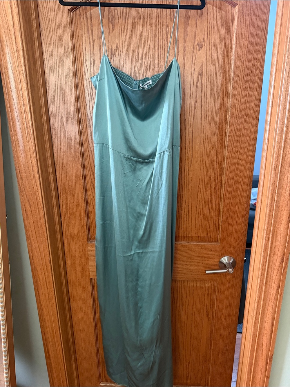 NEW WITH TAG. REFORMATION Satin Slip Maxi Dress in Sage Green